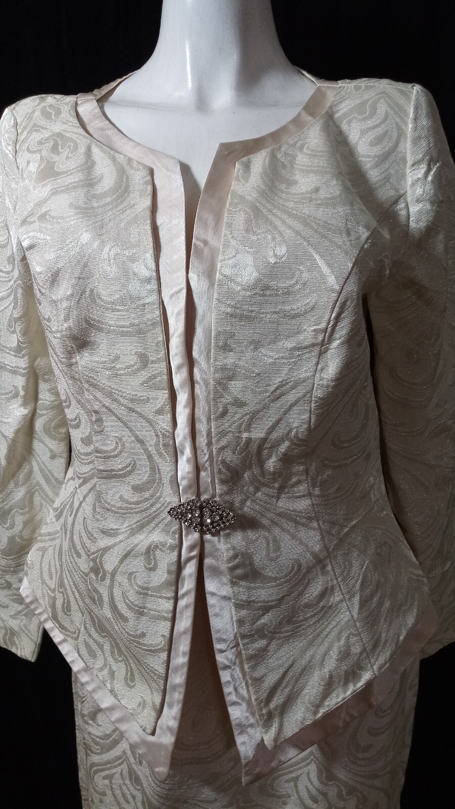 Vintage Cachet by Bari Protas Women’s Ivory Tapestry Elegant Suit Sz 10 Set 2pc