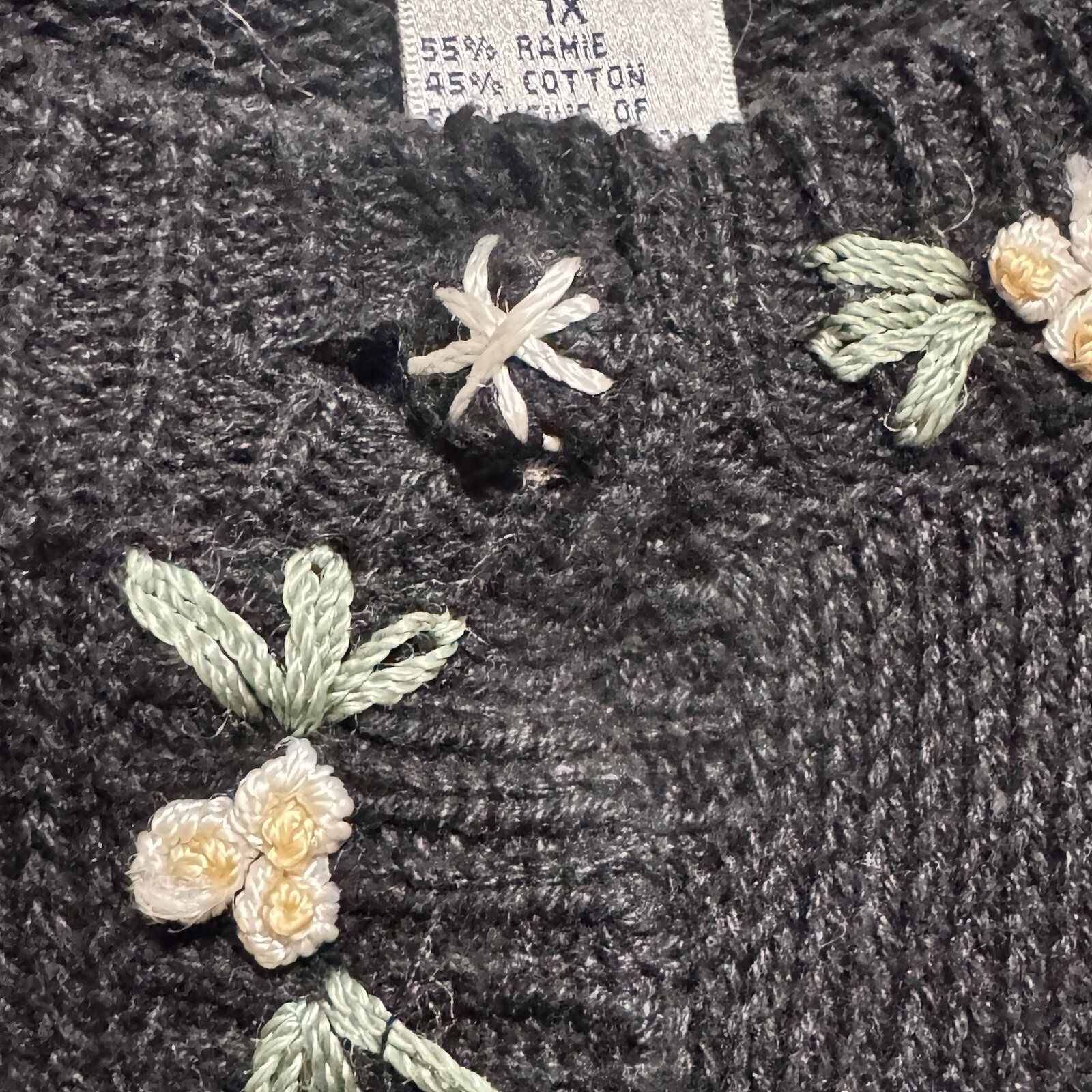 Stitches In Time Cardigan Sweater Stockings Holiday Christmas Black Size 1X Vtg