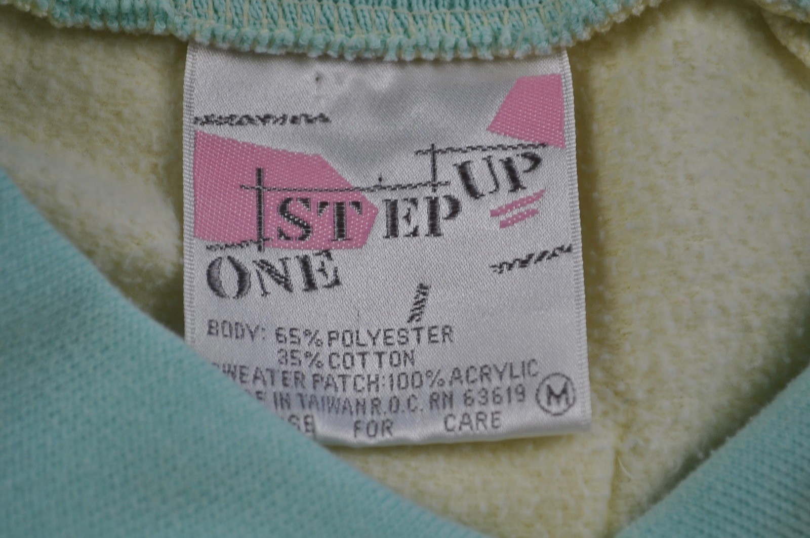 Vintage One Step Up Sweatshirt 1980’s Yellow with Panda Bears Collared Medium