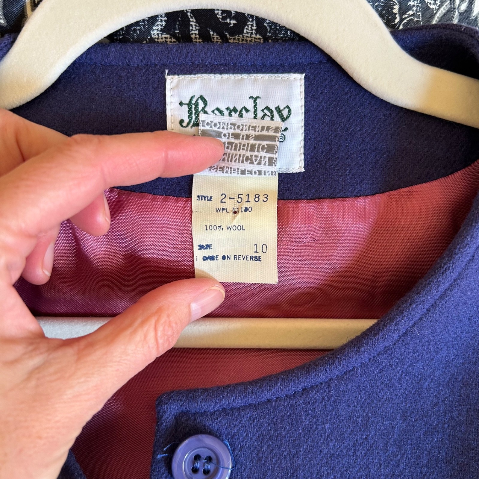 Vintage Barclay Square Blazer 100% Wool Lined Button Up Purple Women’s Size 10