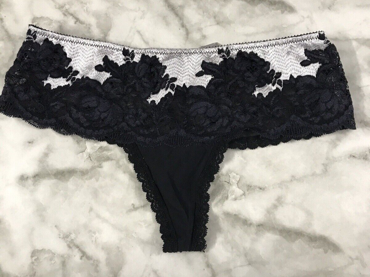Women’s Vgt Victoria’s Secret Silver & Blue Seduction Tanga Thong Panties Sz Sm