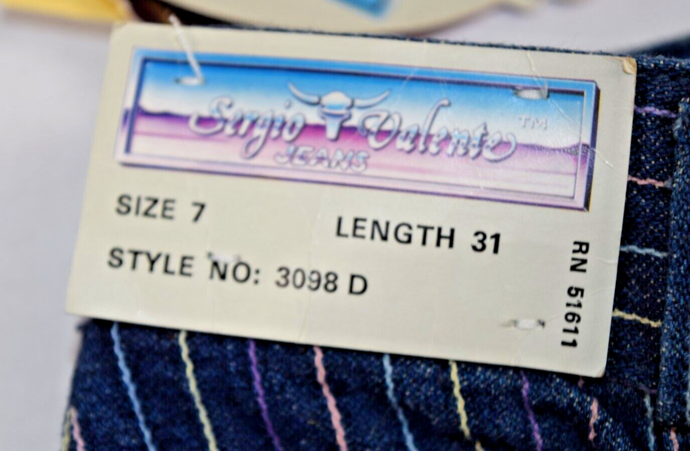 Vintage Jeans Sergio Valente W26 L31 80s Blue Pastel Pinstripes High Waist NWT