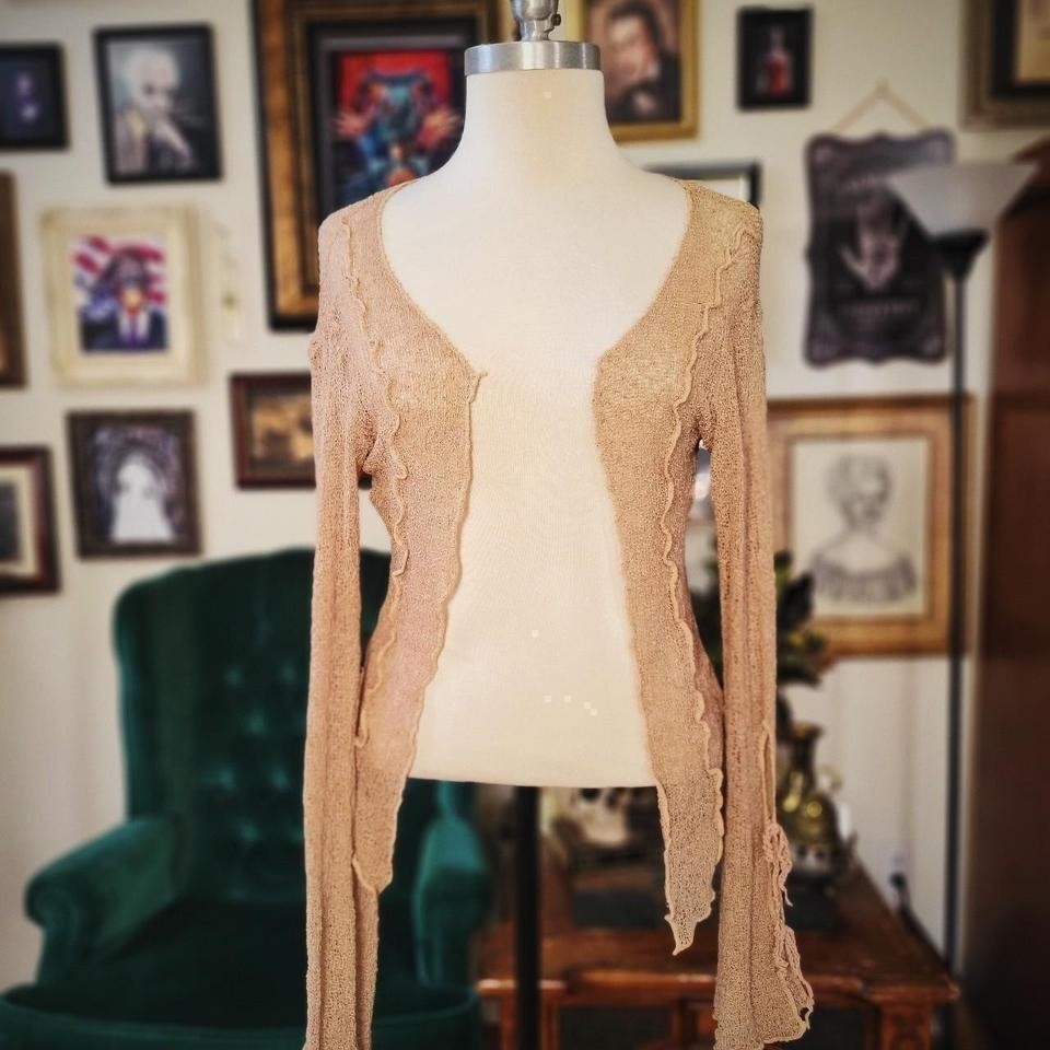 Classic Cream Knit Cardigan by Purp7e Vintage Y2K Early 2000s Bell Sleeve Cute