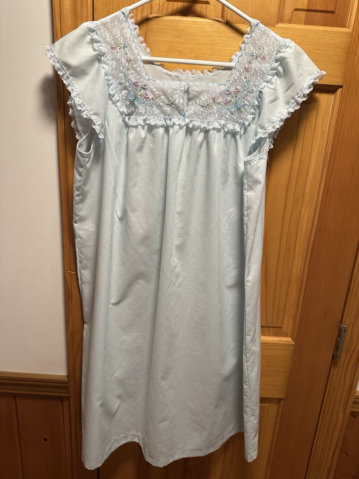 VTG Sears Perma-Prest Light Blue Nightgown Size 36/38 Mother’s Day Gramma Summer