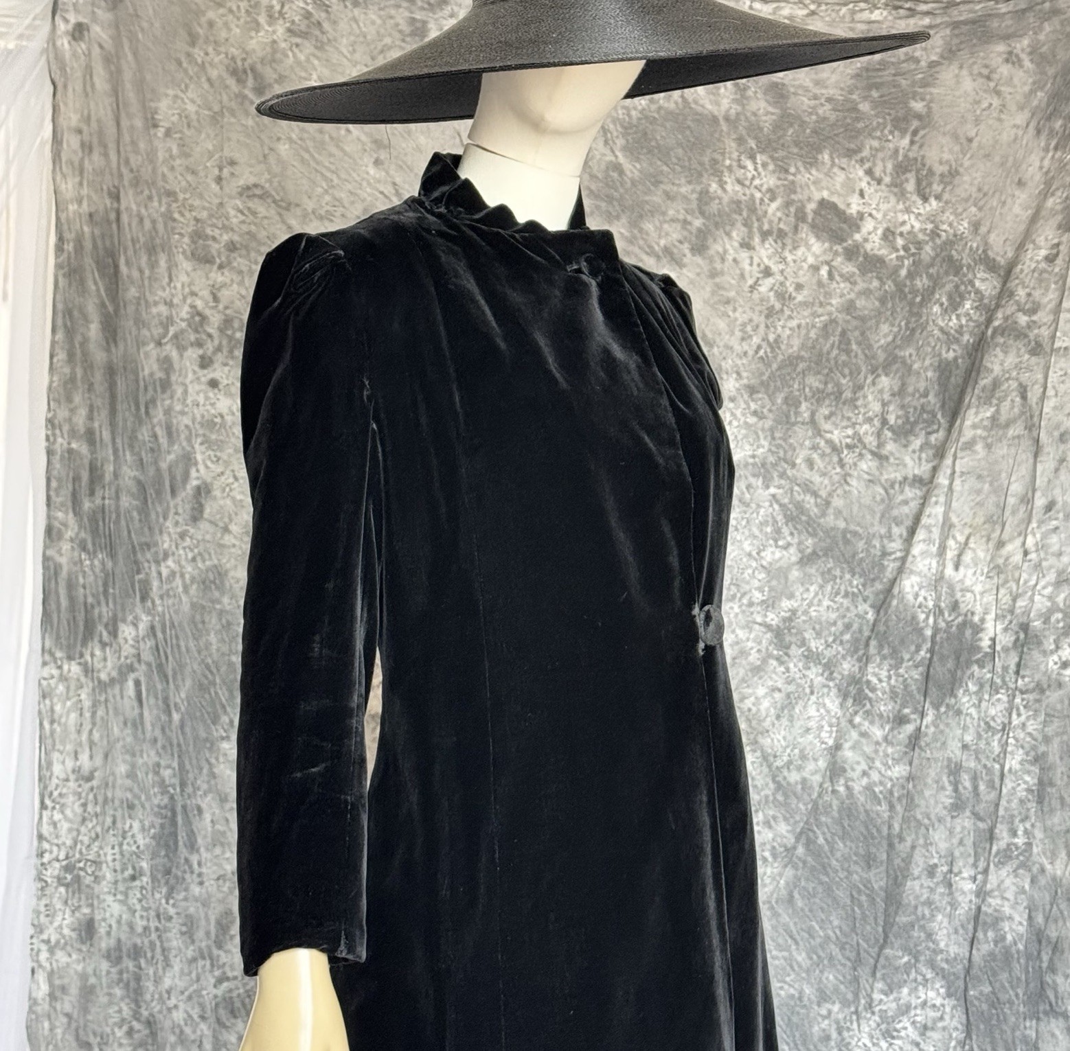 Edwardian Black Silk Velvet Coat Velours du Nord Sony Pictures Opera Jacket