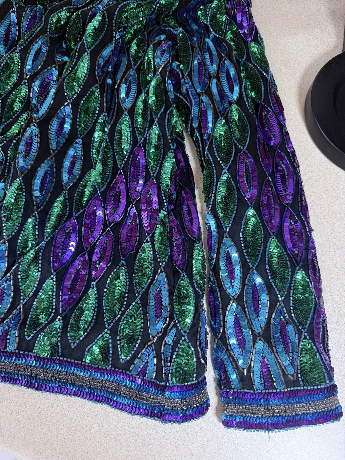 vtg 1980s Laurence Kazar New York sequin and beaded evening cardigan jacket Lg