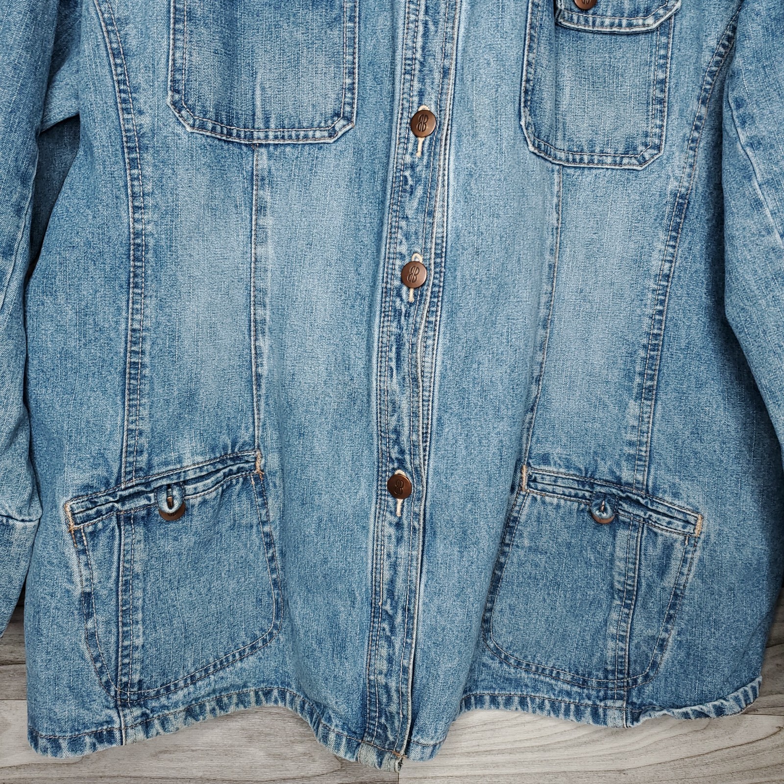 Vintage Bill Blass Denim Blue Jean Barn Coat Jacket 100% Cotton Size 2X Y2k