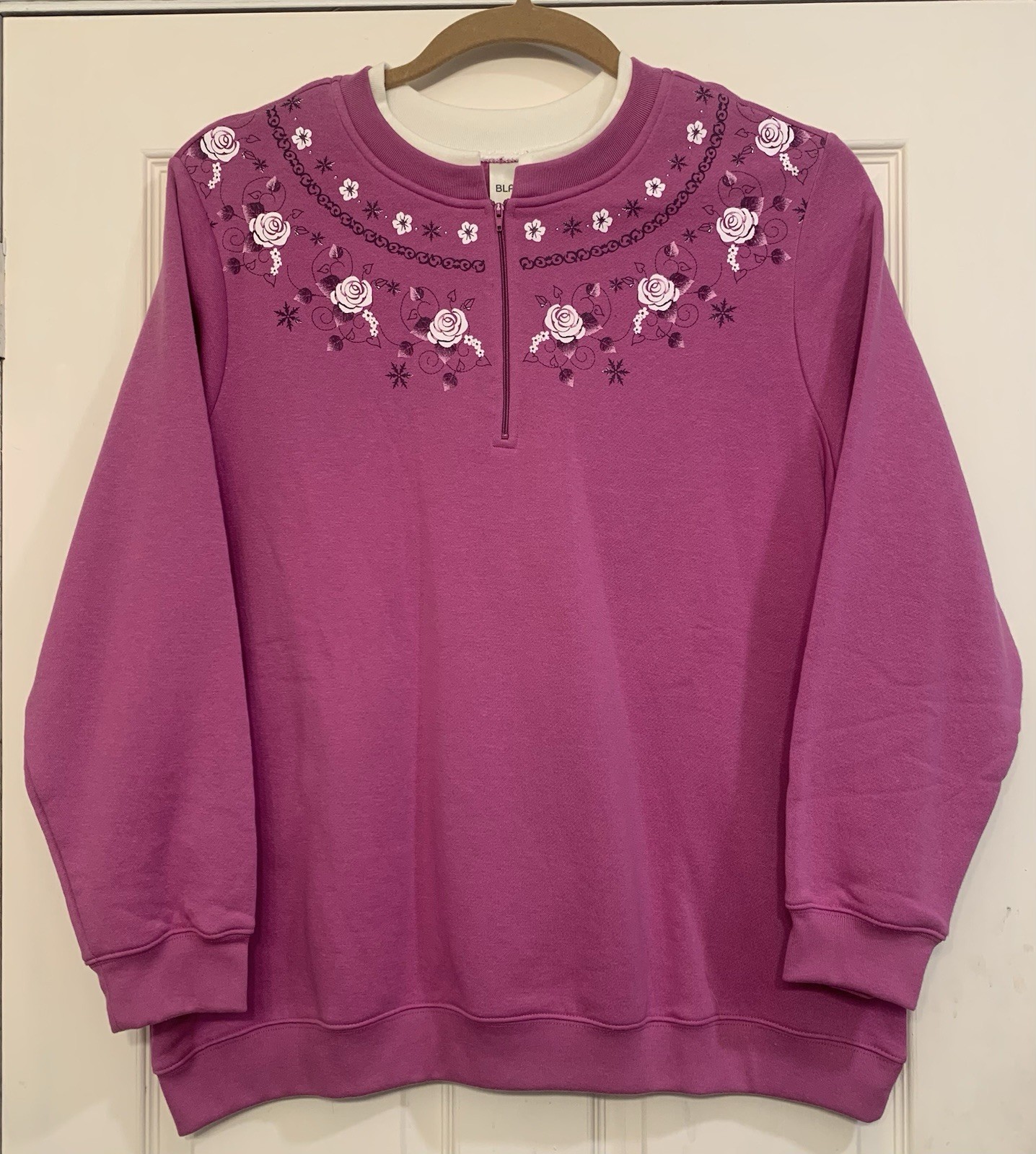 Blair Vintage Purple/Plum 1/4 Zip Double Floral Collar 2x Sweater. 2226