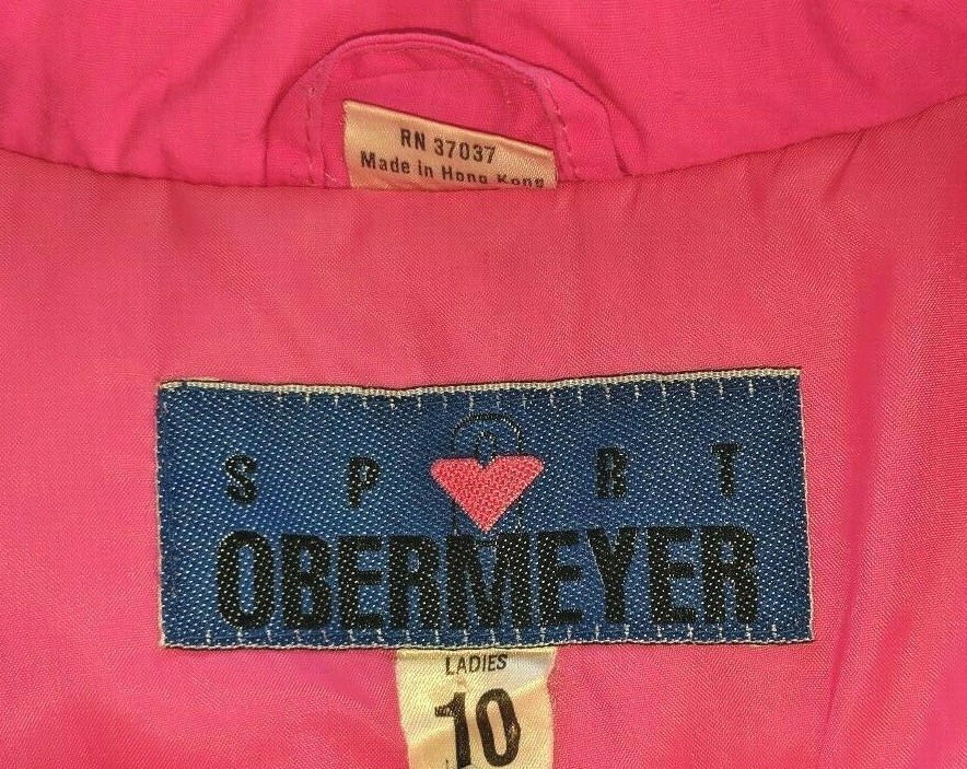 90s Womens Ski Jacket Snowboard Size 10 Pink Color Block Obermeyer
