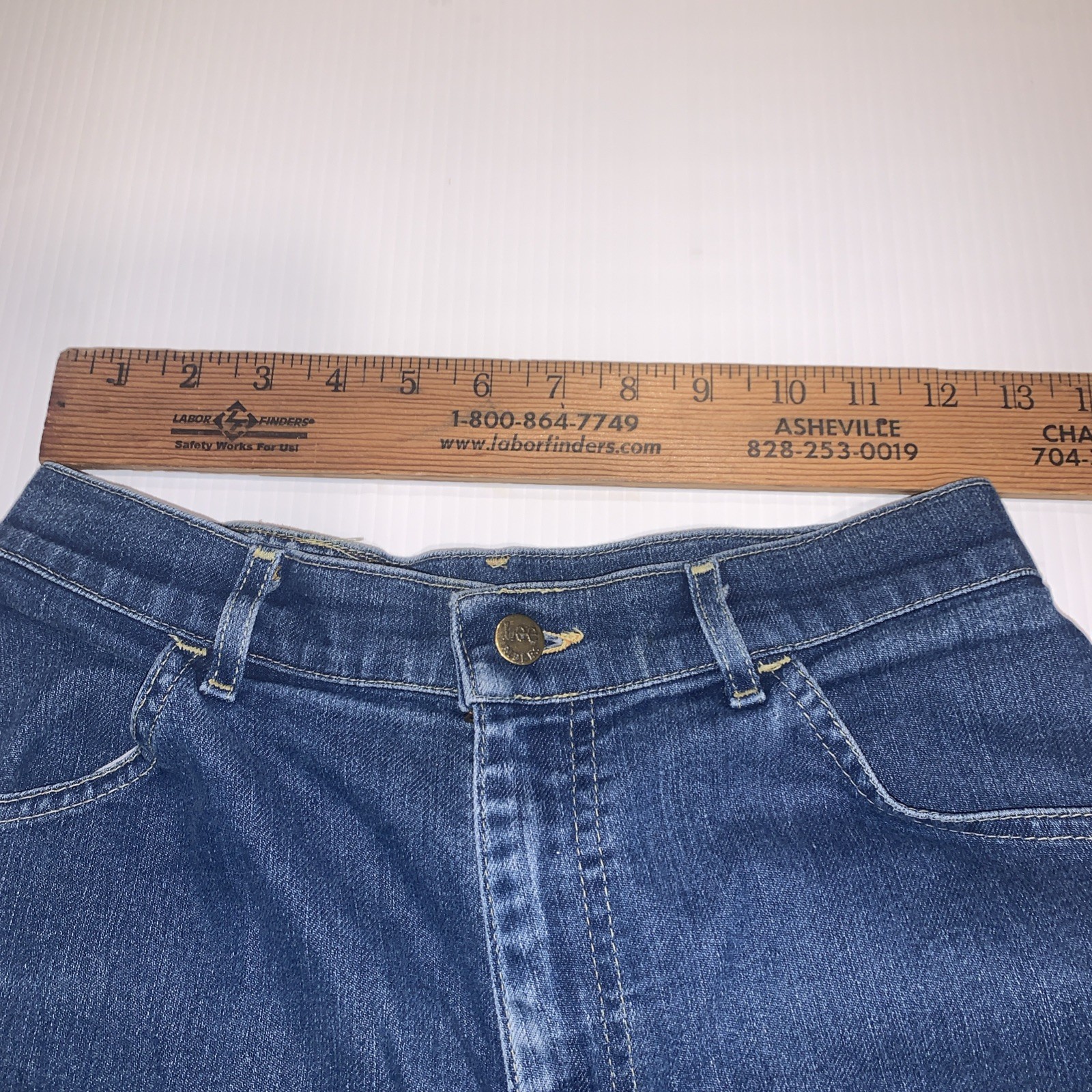 2-Vtg Juniors USA LEE Jeans Size 12 High Waist Straight Creased Leg Dark Blu Tag