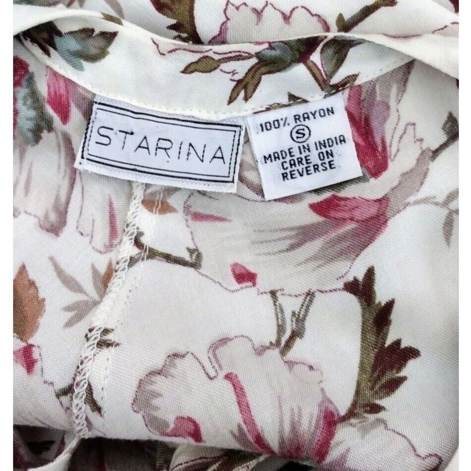 Vintage 90s STARINA Floral Romantic Cottagecore Grunge Prairie Dress India Small