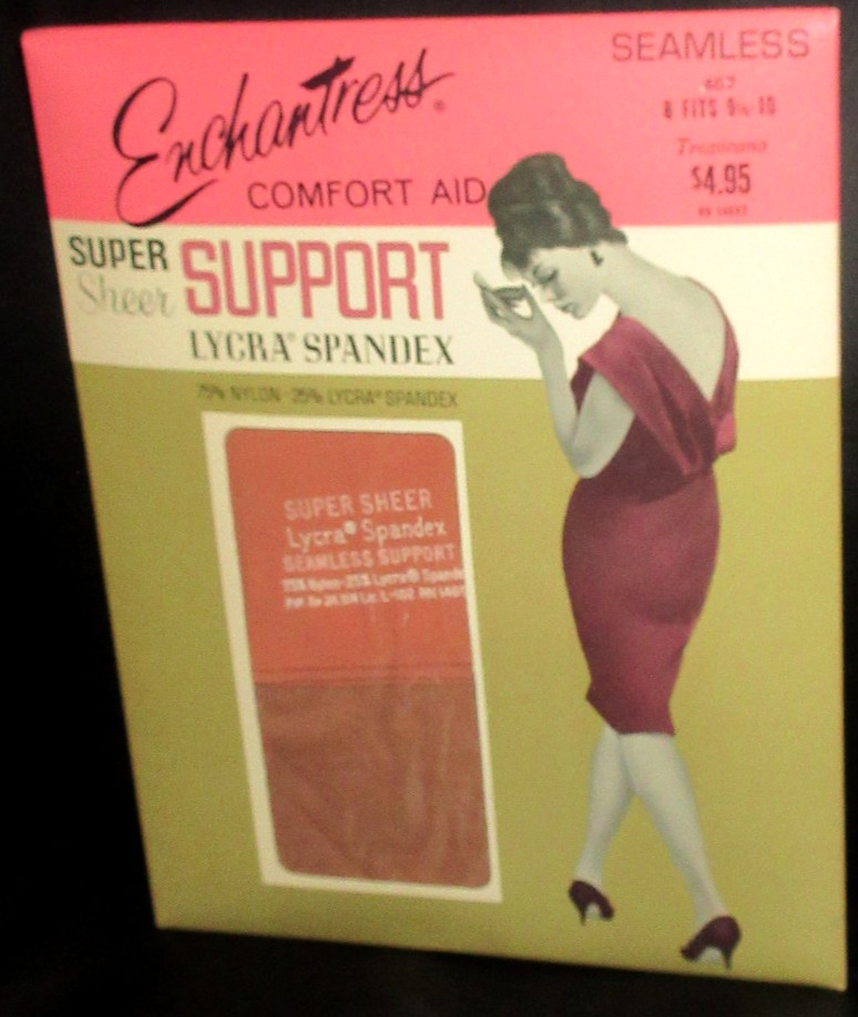 Vintage Enchantress Seamless 100% Nylon Seamless Stockings Tropicana 9.5 10