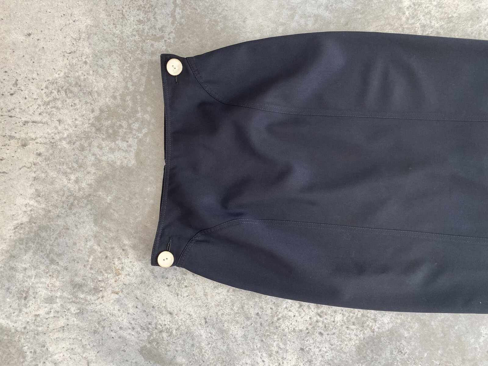 Vintage Valentino Skirt Black Wool Wiggle Moonstone Buttons Pencil 44 / US 10