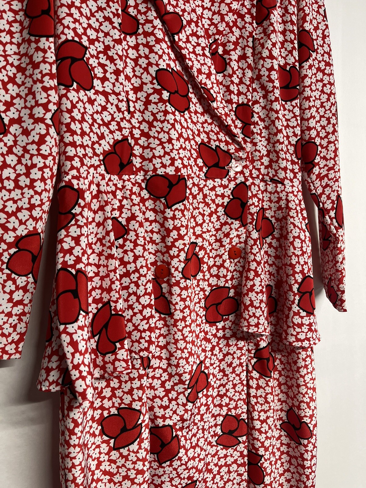 Vtg 80’s Paquette Too Dress Floral Color Red Size 8