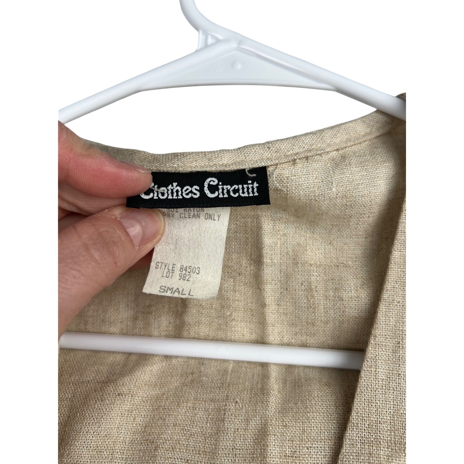 Clothes Circuit Vintage Linen Rayon Blend Vest Beige Longline Button Front Small