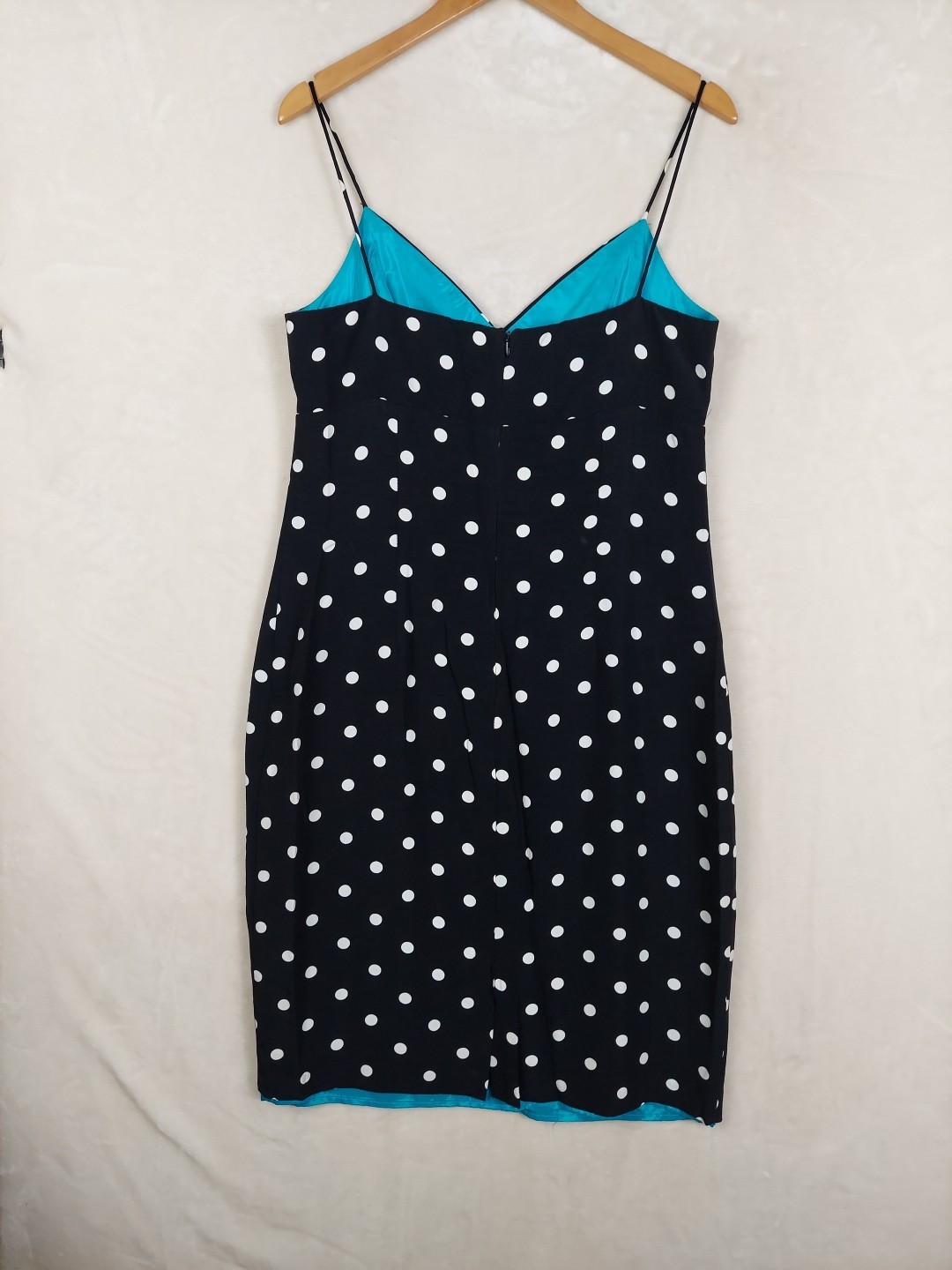 VTG 90s Positive Attitude Dress Womens 14 Sheath Black Dot Feminine Cocktail USA
