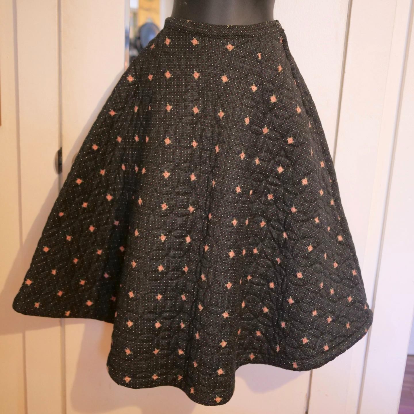 Vintage Nelly de Grab New York 50s Floral QUILTED Circle Skirt Swing Rockabilly
