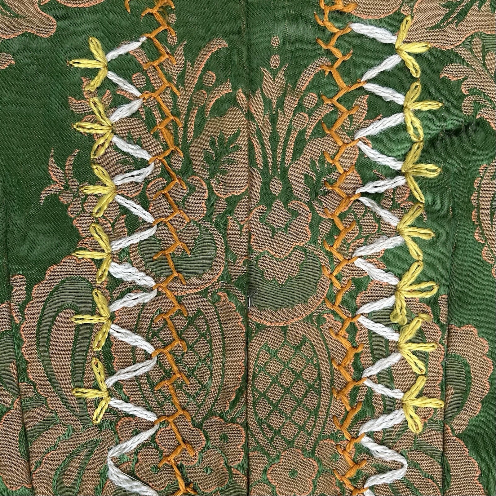Antique Circa 1900 Central European Folk Costume Brocade Women’s Bodice Vest S