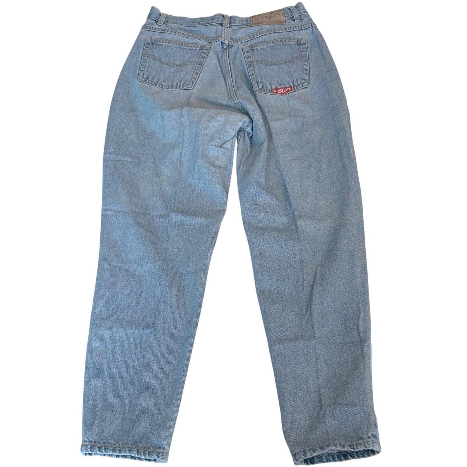 No Excuses Jeans Womens 13/14 Blue Light Wash High Rise Mom Tapered 90s Vintage