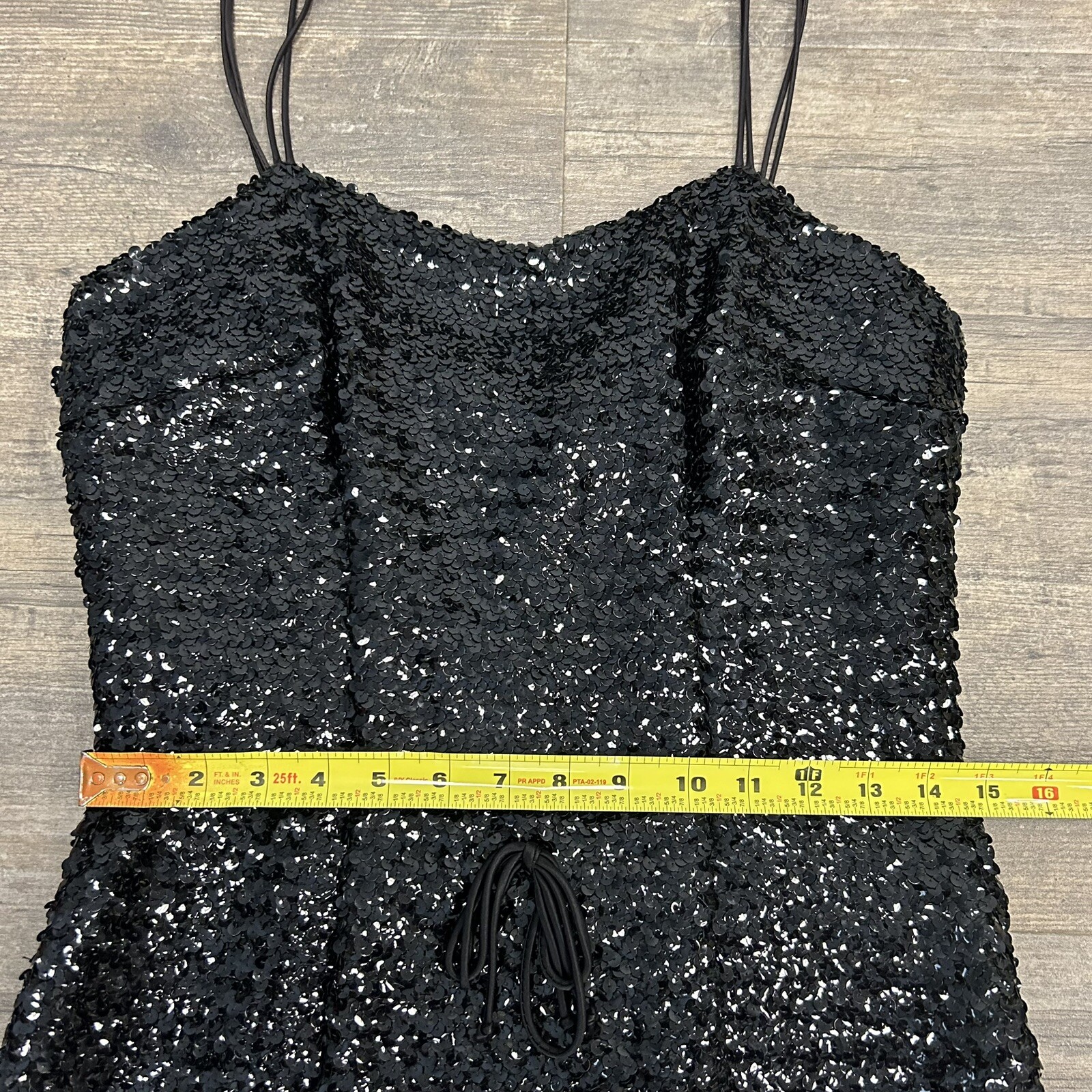 Vintage Carol Robins Sequin Black Strap Evening Dress NO SIZE TAG