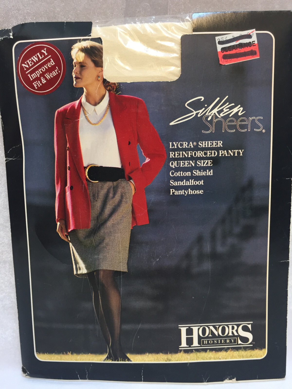 Honors Hoisery Silken Sheers Size Queen Lycra Pantihose Sandalfoot Color Shell