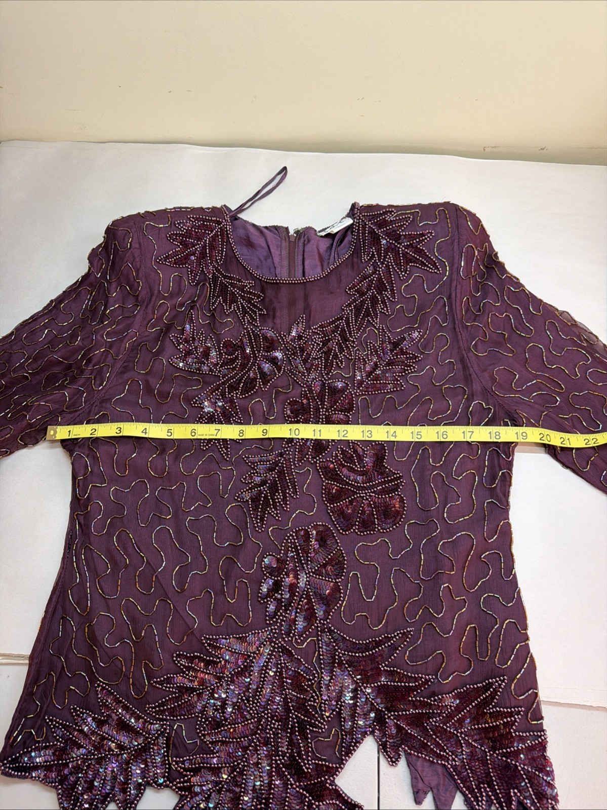 J.R.T. Bead & Sequine Silk Formal Blouse & Skirt (12) Size Large Wine Burgundy