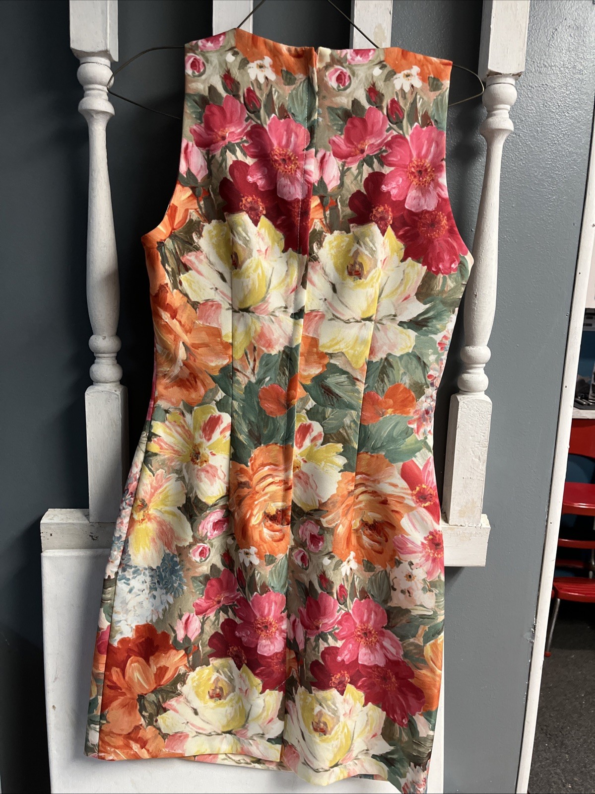 Wrapper 1960s Midi Cocktail Dress Women’s 5/6 XS / SM Floral Mid Century USA VTG