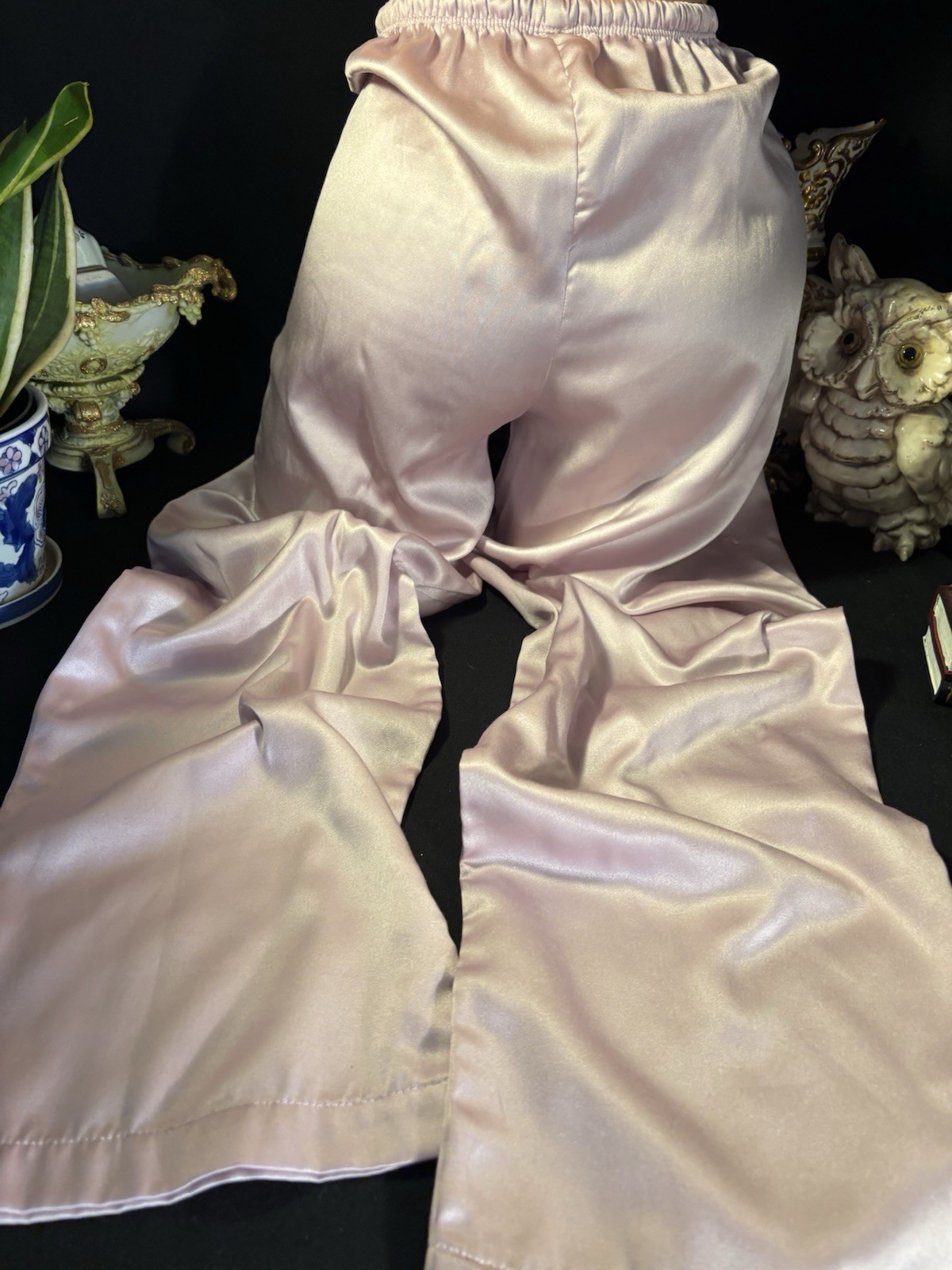 Vtg Satin Soft Lilac Purple Nightie PJ Lounge Nightie Pants Anastasia Pants S