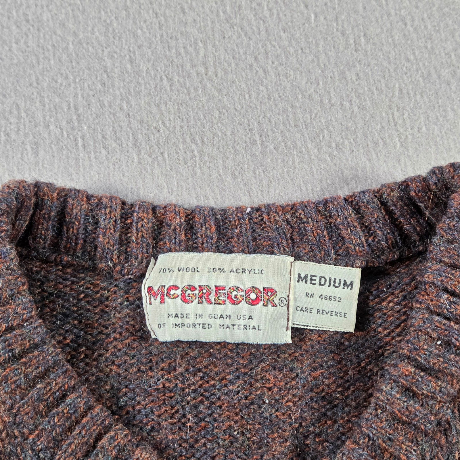 Vintage McGregor Sweater Womens Medium Brown Wool Cable Knit V Neck Pappy