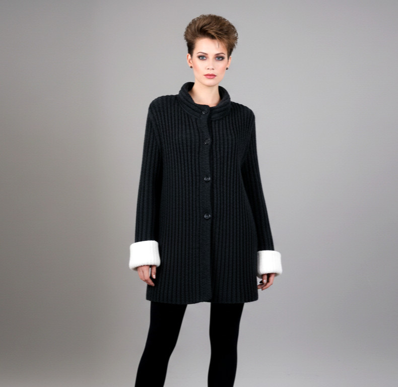 GIORGIO GRATI knit VINTAGE pure70/80 Jacket Paletot wool-angora charcoal sz U