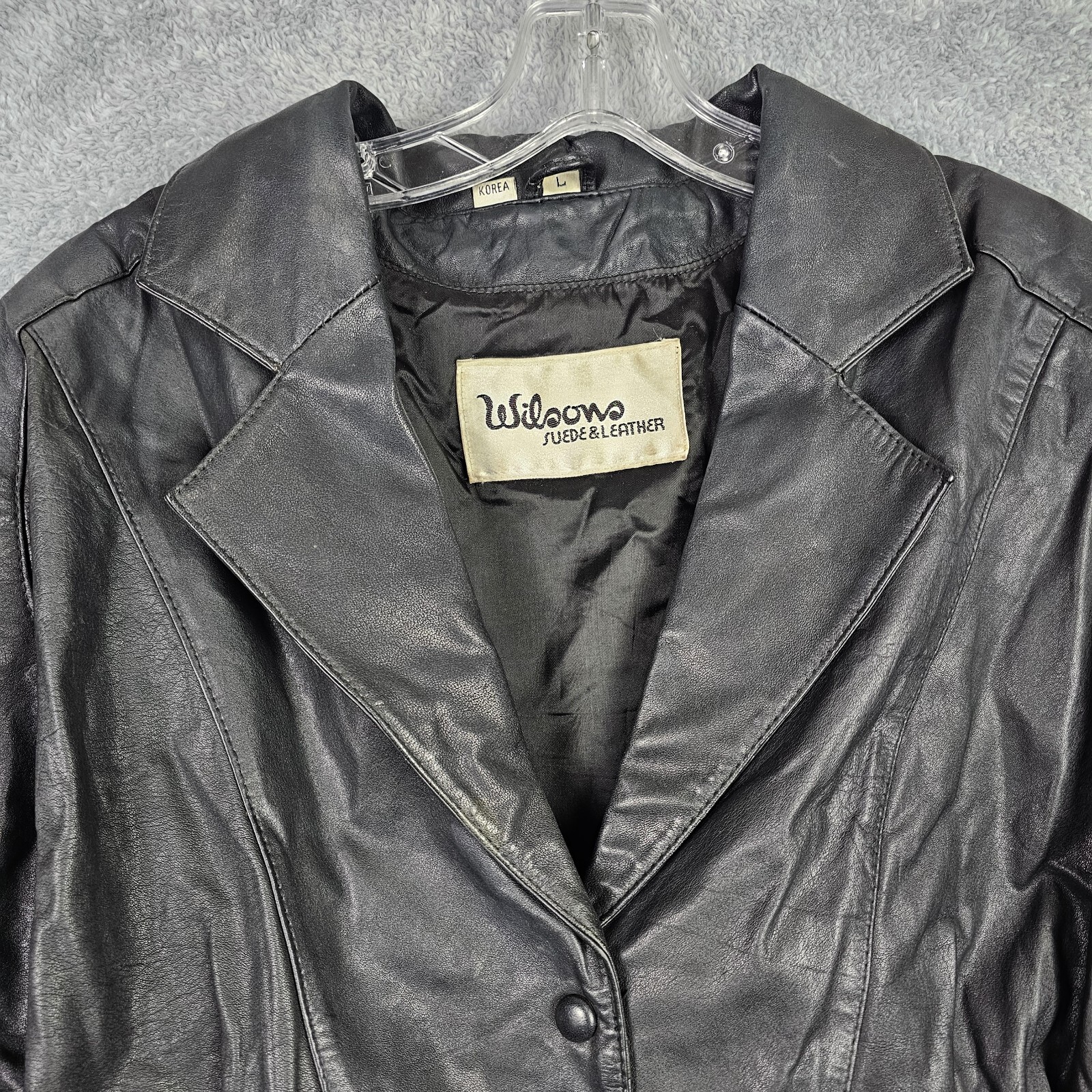 Vtg Wilsons Womens Leather Crop Jacket L Black Moto Biker Gothic Punk
