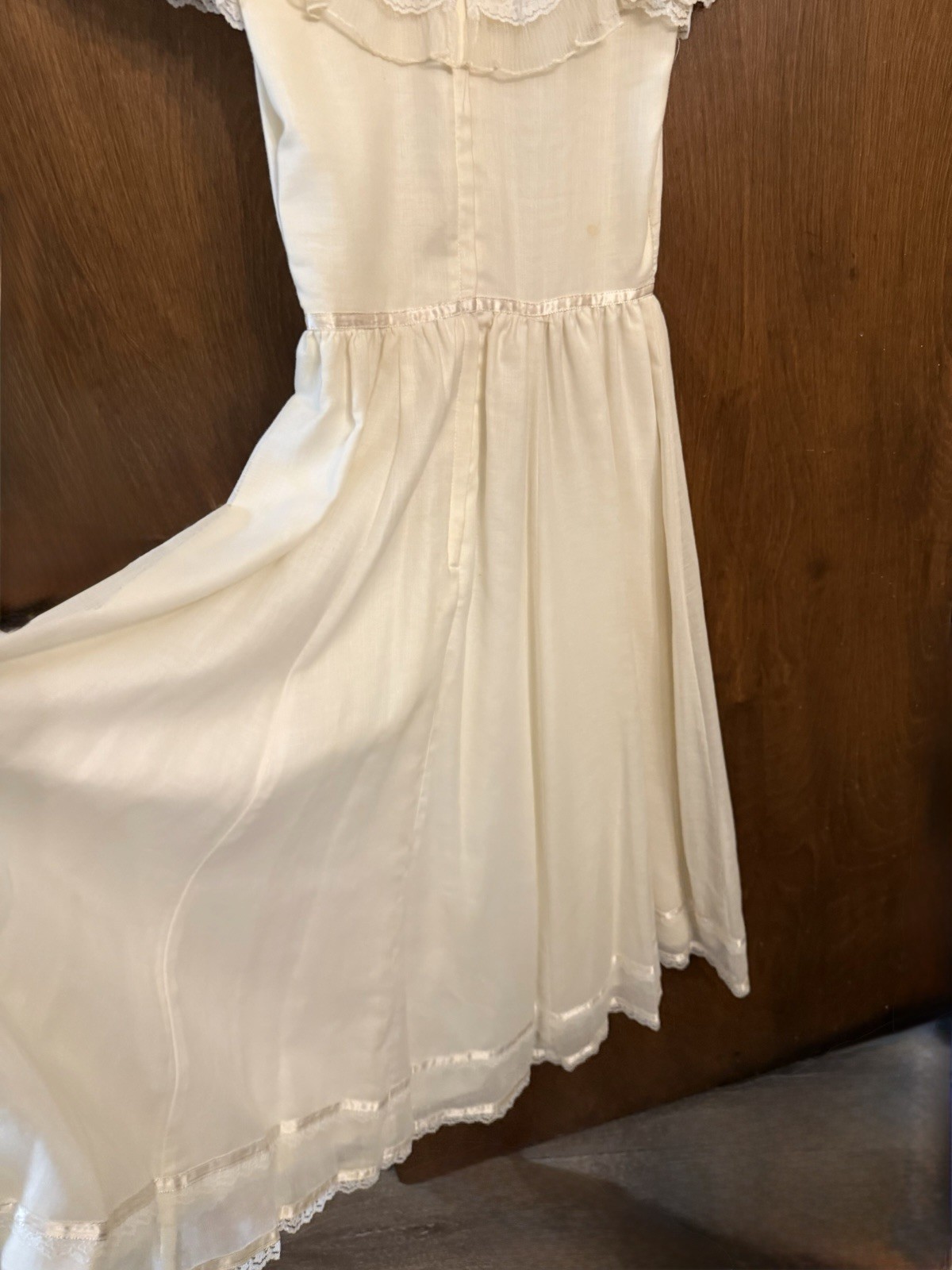 Vintage Gunne Sax by Jessica Cream Lace Maxi Dress Ruffle Prairie 1970s