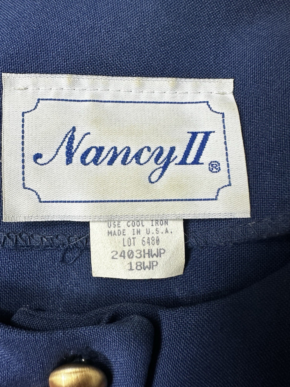 Vintage 90s Nancy II Blue Short Sleeve Button Blouse Jacket Embroidered 18WP