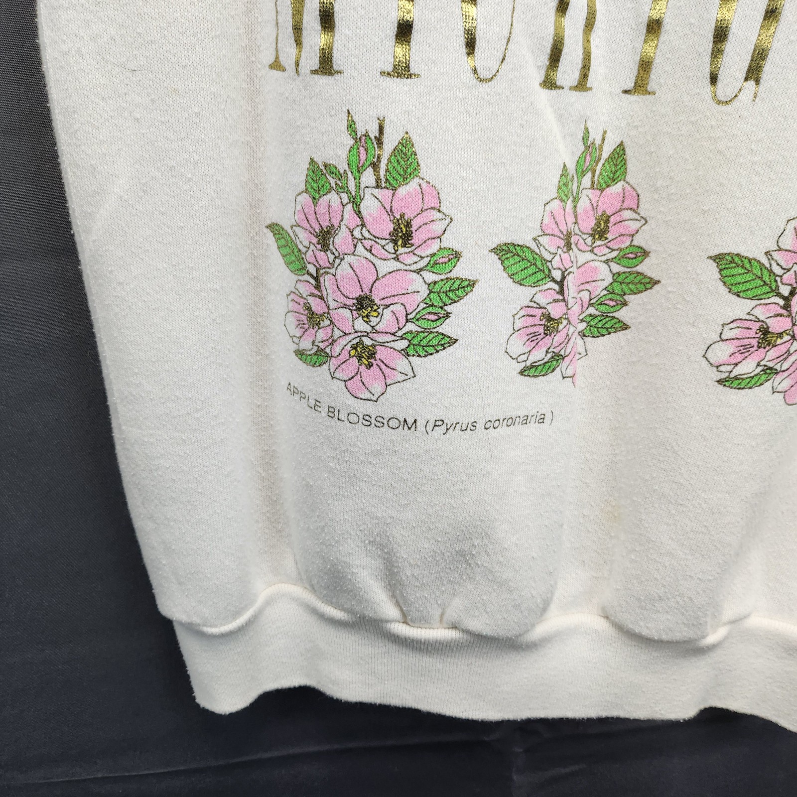 VTG Michigan Apple Blossom Flower Floral State Travel Tultex Crewneck Sweatshirt