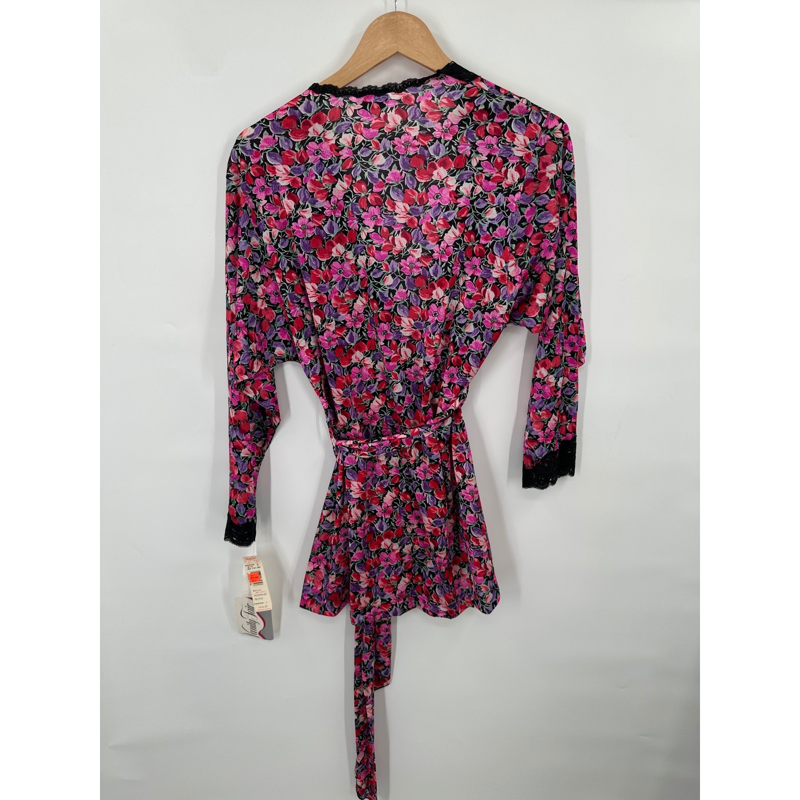 Vintage Vanity Fair Lounge Jacket Womens S Lace Floral Relaxation Loungewear