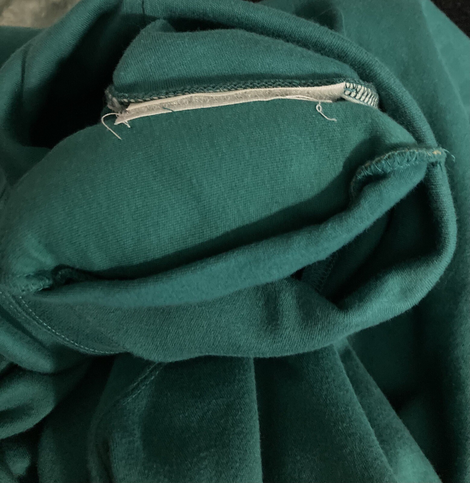 Vintage Fads Dark Aqua Green Turtleneck L/S Cotton Dress Size Large Shoulder Pad