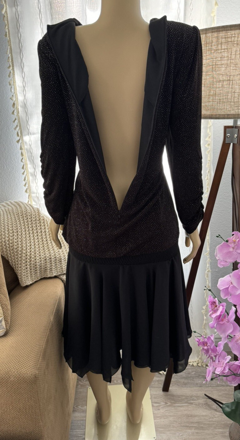 Vtg Black Cocktail Dress Size 12 Drop Waist Elegant Evening NWOT SIASIA NEW YORK