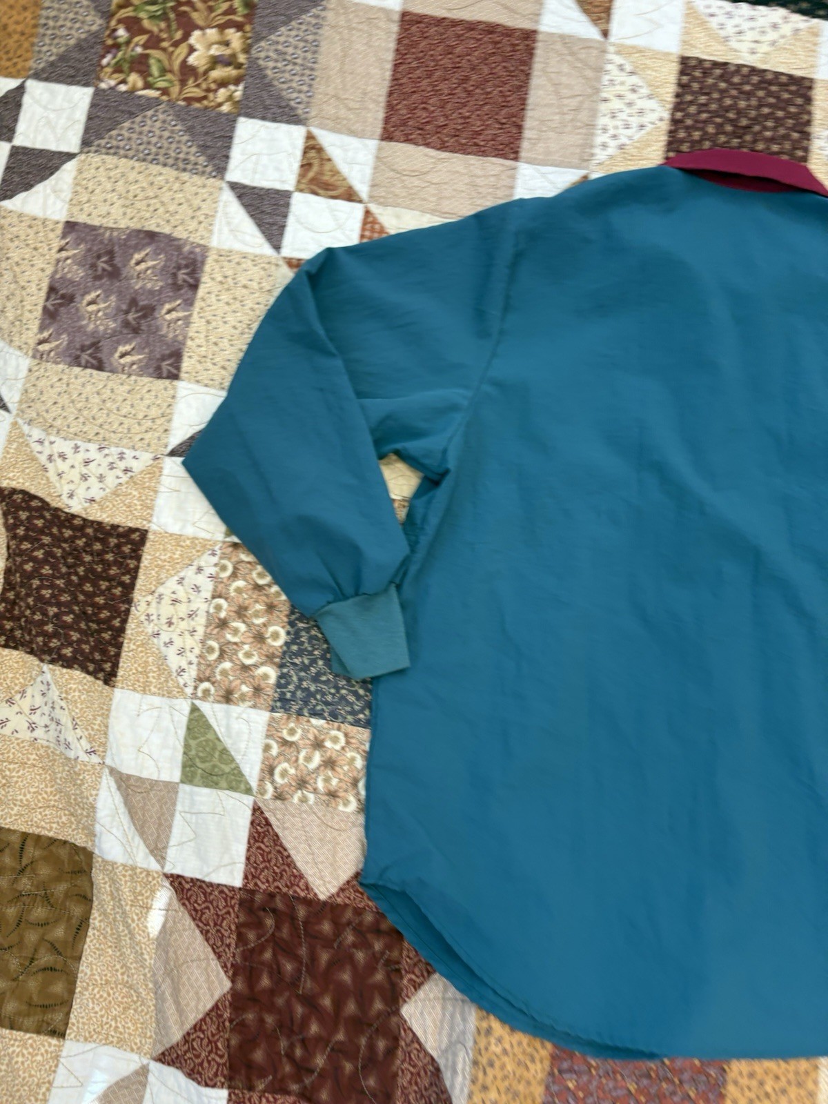 vintage Silver Threads Ltd. button-up shirt vibrant teal and paisley pattern