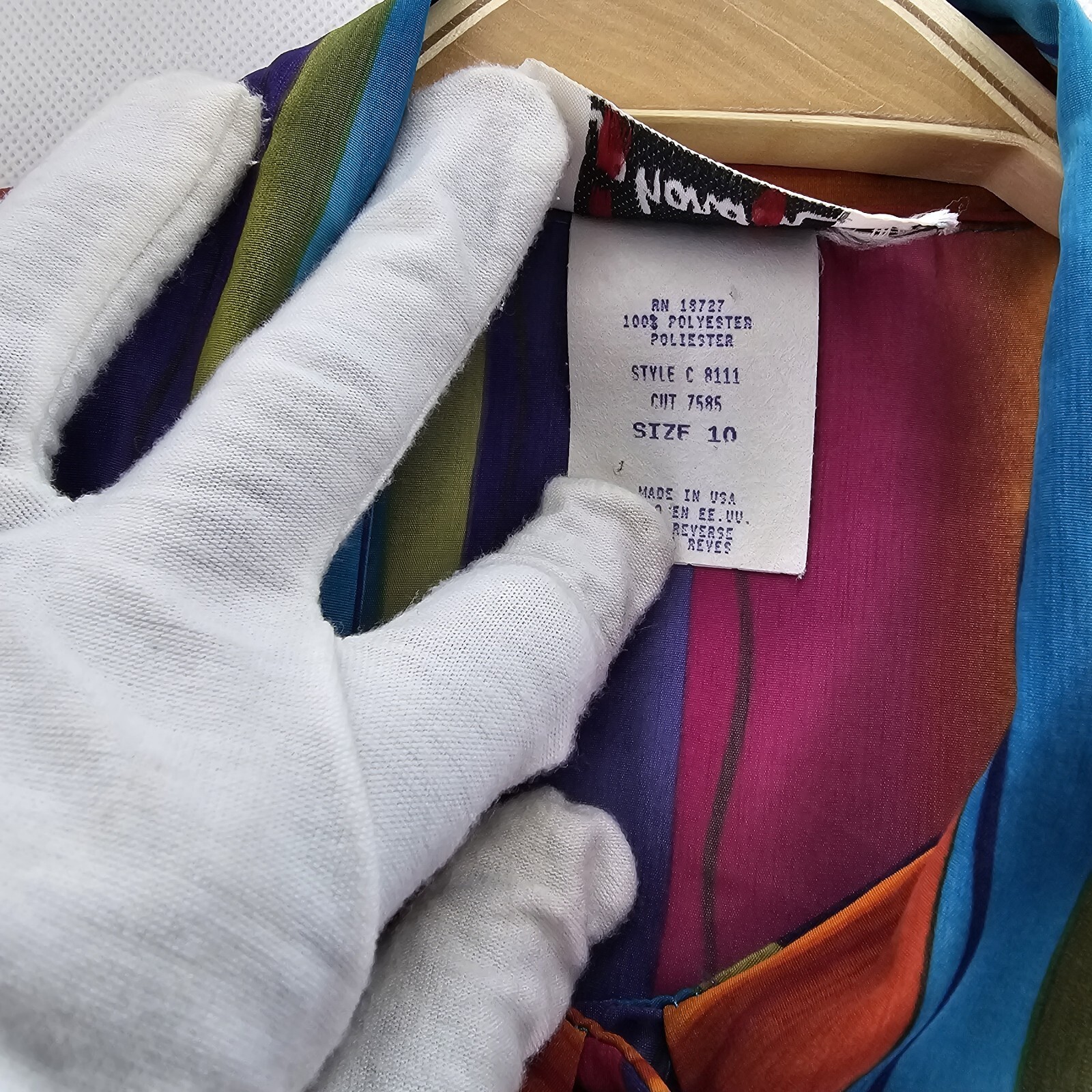 Vintage Jo Hardin Women Size 10 Multicolor Polyester Button-Down Shirt