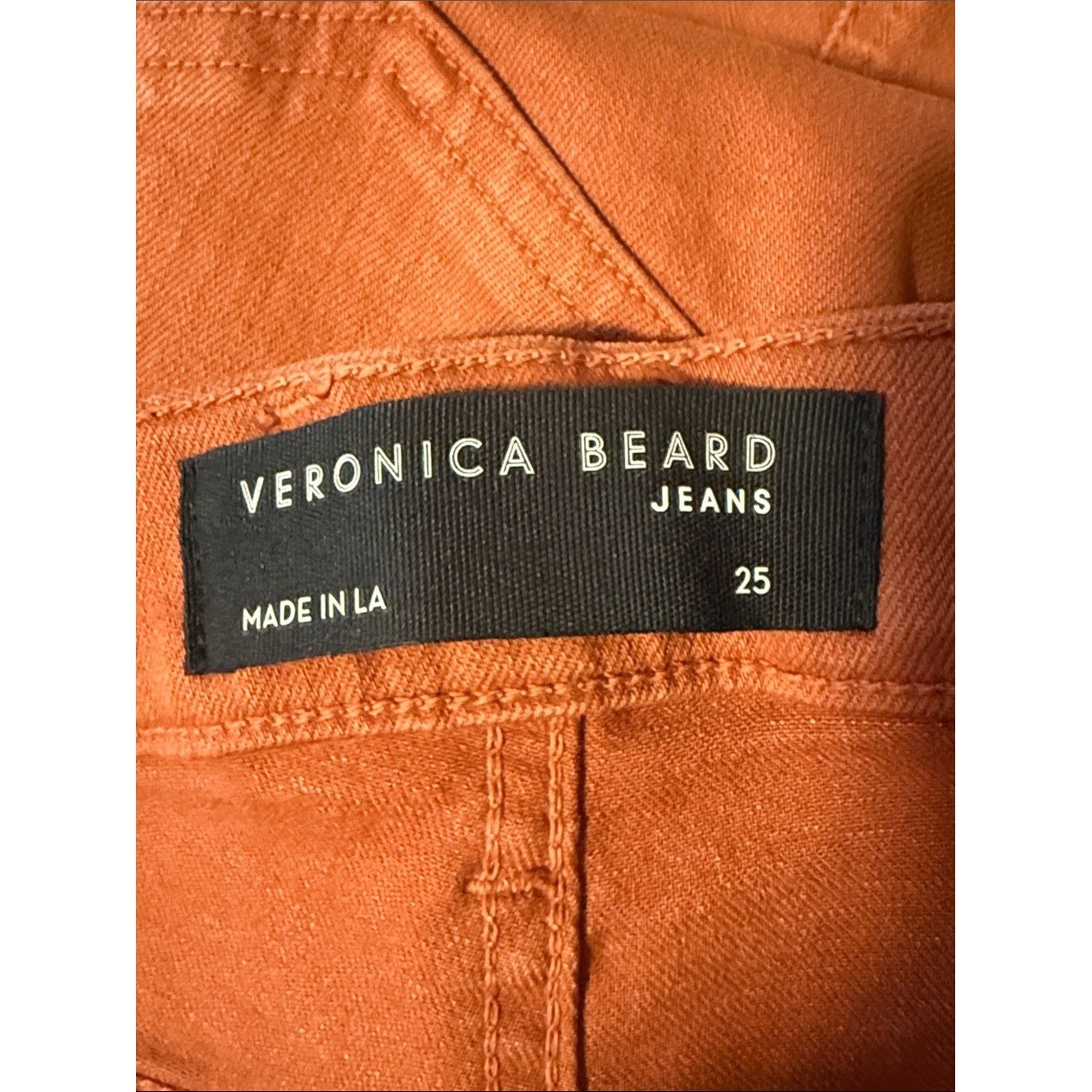 Veronica Beard Carson Ankle Flare High Rise Jeans Burnt Orange Rust Size 25
