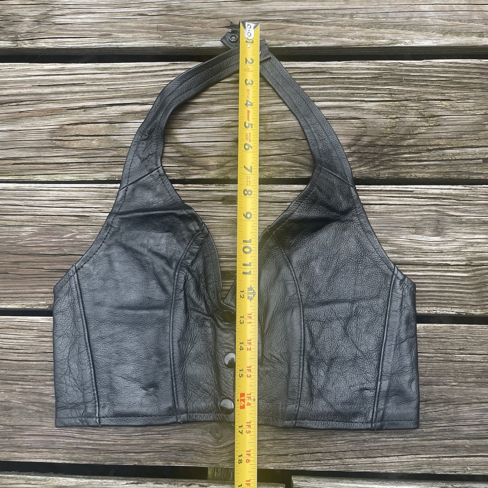 Vtg Leather Biker’s Dream Apparel Crop Vest Tank Top Bra Glam Rock Shirt S