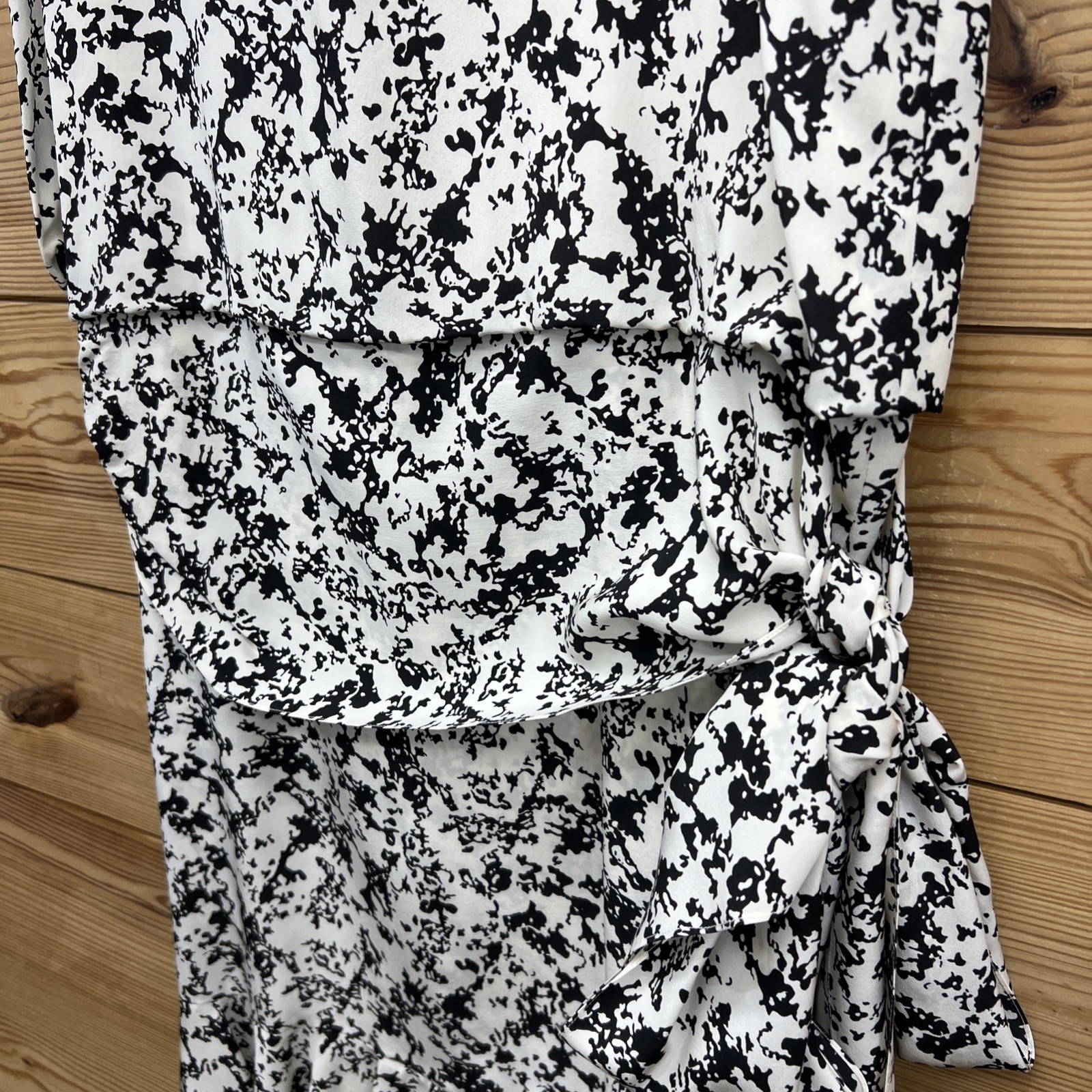 Vtg Jerry Regenbogen Silk Dress 2 Ivory Black Drop Waist Ruffle Hem Midi B91