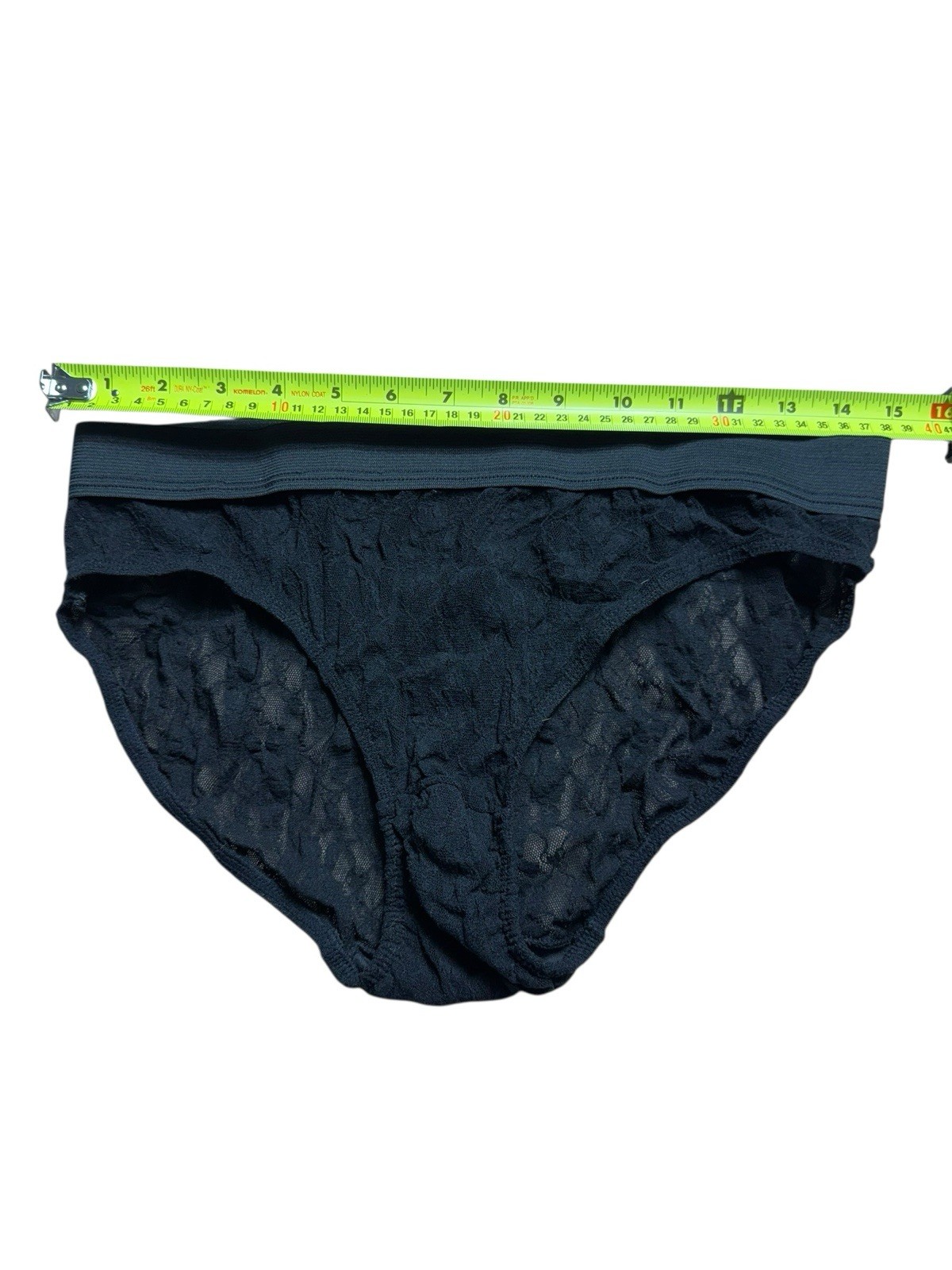 Vintage high cut 100% nylon black lace Brief panties sheer Size 22/24