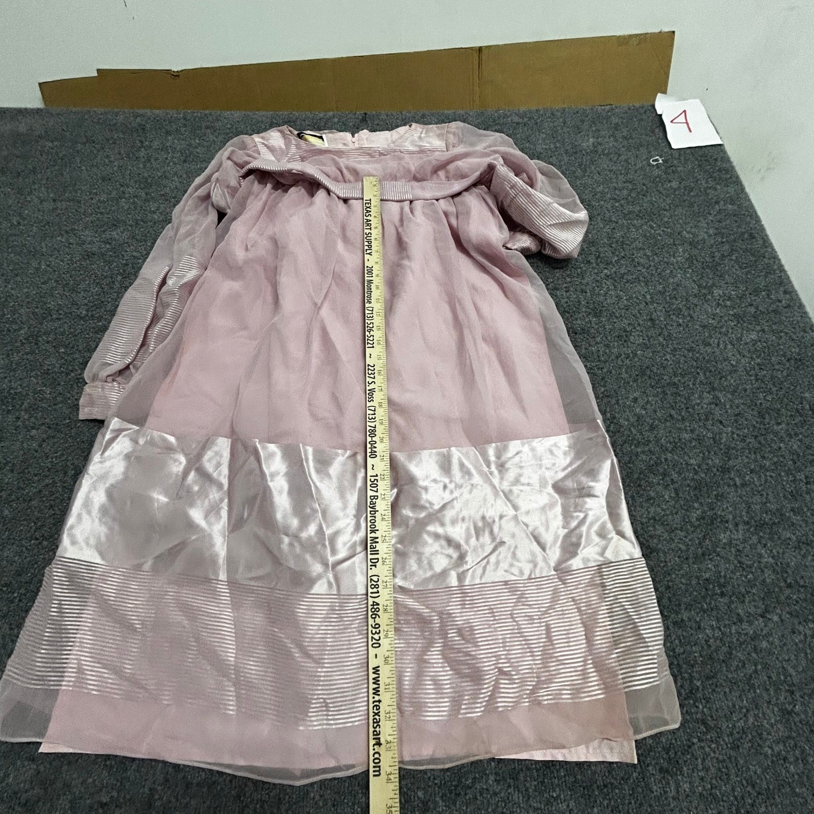 Vintage Dress Womens Size 16 Blush Pink Satin Chiffon Sheer Sleeve Midi Pleated