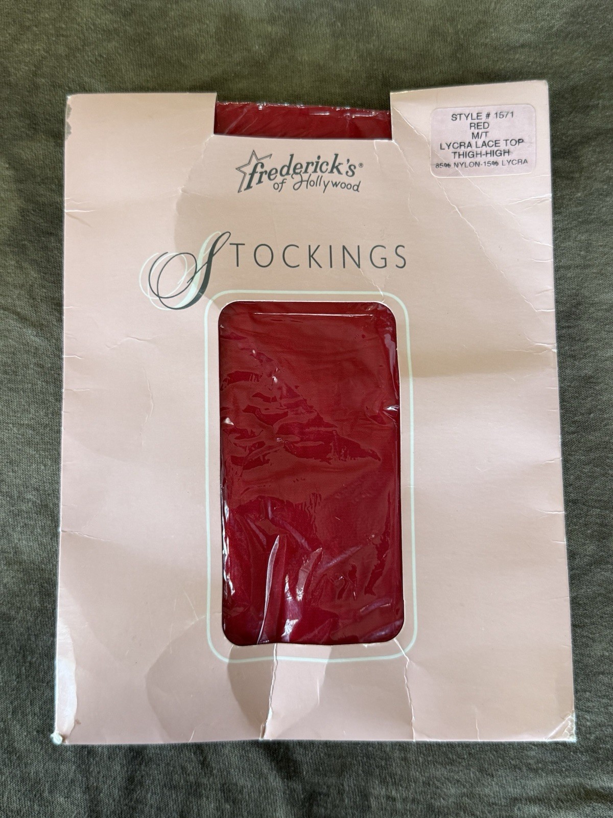Vtg Fredericks of Hollywood Style 1571 Red Stockings Thigh High Sz MT (M Tall)