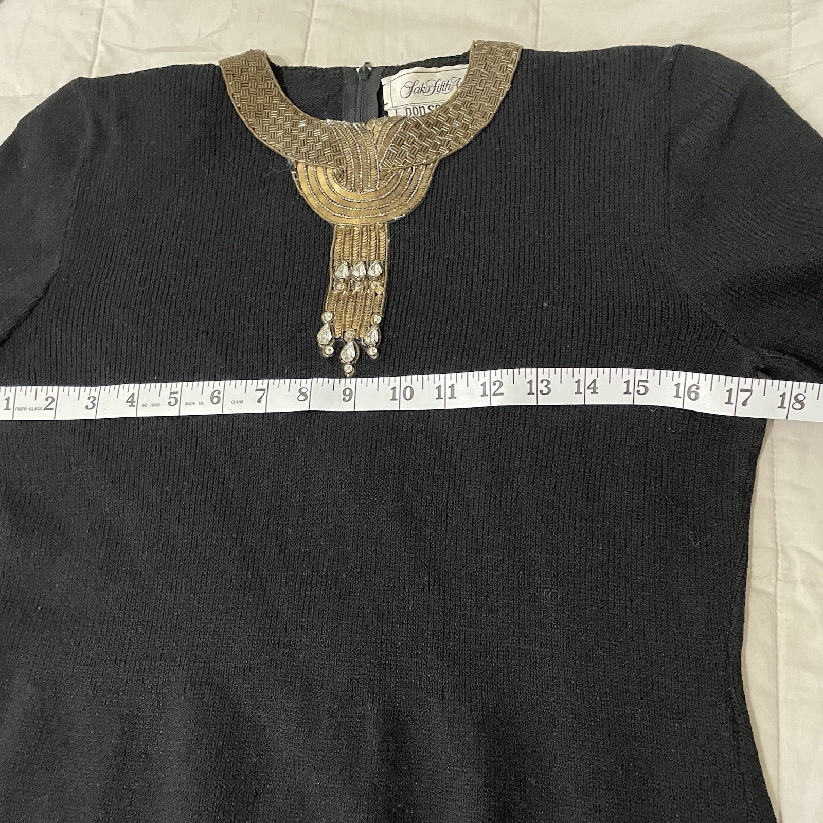 Don Sayres for Wellmore Dress Small Black Sequin Santana Knit USA Vintage 80s