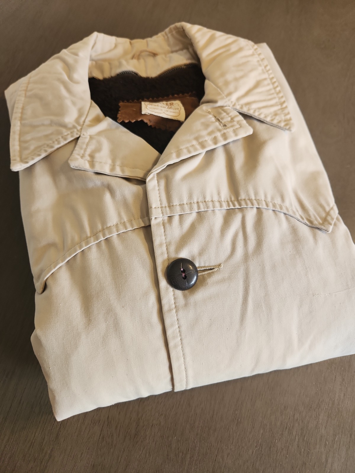 Vintage Miller Western Wear Denver CO Tan Ranch Coat Sz 46 Sherpa Liner Rodeo
