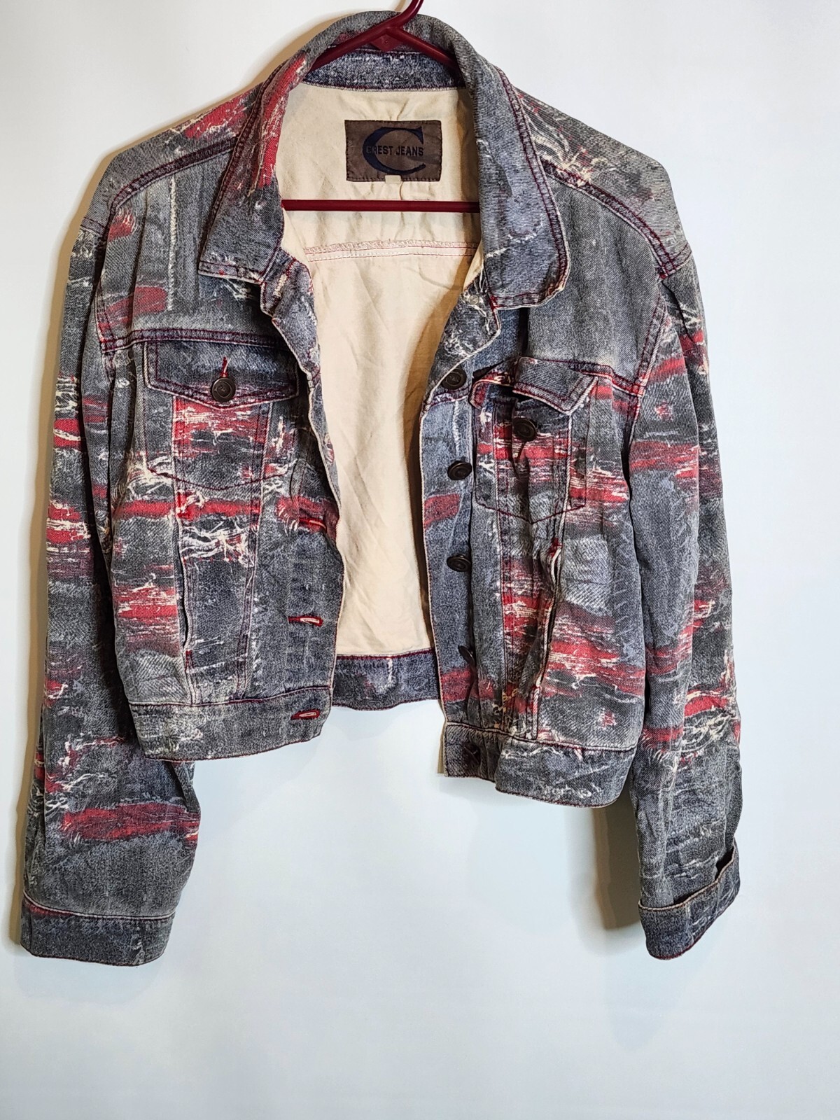 Crest Jeans Women’s Blue Jean Denim Jacket Multicolored The Collection (U409)