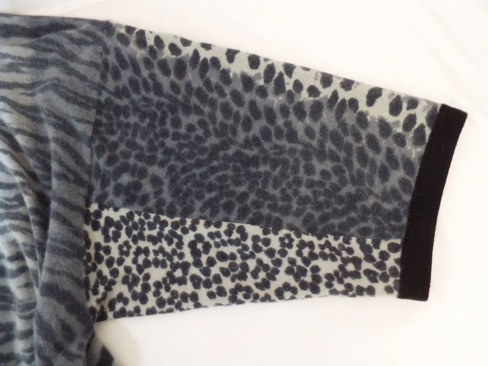 Vintage 1980s KENZO Sweater & Skirt Lambswool Angora Gray Animal Print Blue
