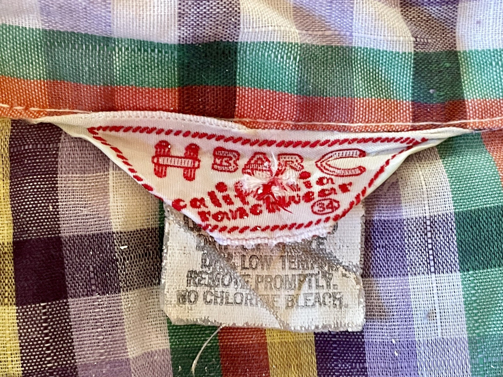 Vintage 70s H BAR C California RANCHWEAR Shirt Women 34 Plaid Fringe Pearl Snap